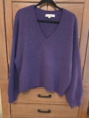LOFT Deep Purple V-Neck Women's Sweater Size M
